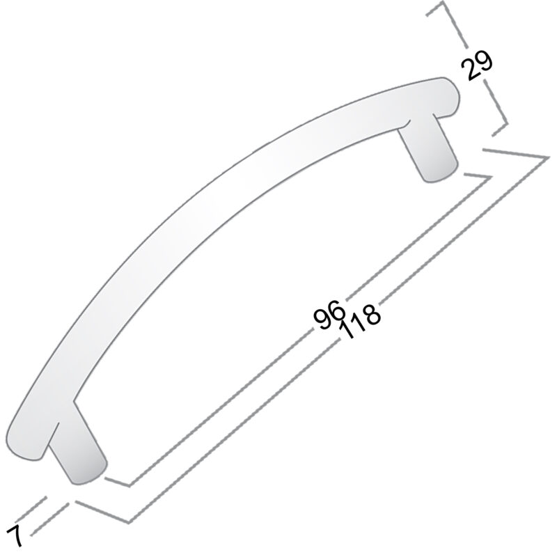 Castella Contour Corona Fineline Bow Brushed Nickel 96mm Handle Sah06 096 05 Diagram