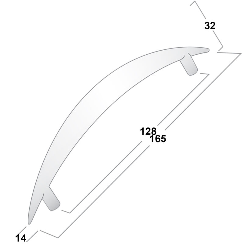 Castella Contour Crescent Pointed Bow Matt Black 128mm Handle 003 128 04 Diagram