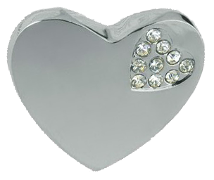 Heart Shaped 36mm Knob with K9 Glass Crystal Mini Heart Shape Chrome Plated Zinc Alloy