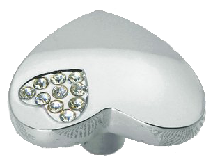 783 Heart Shaped 36mm Knob With K9 Glass Crystal Mini Heart Shape Chrome Plated Zinc Alloy
