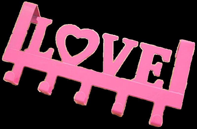Love in Pink Decorative 335mm 5 Hook Coat Rack for Doors