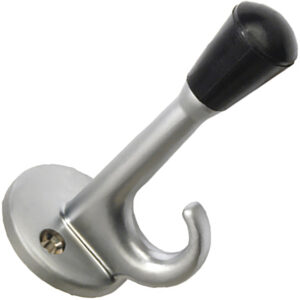 Two In One 42mm Coat Hook With Built In 90mm Door Stop Satin Chrome Dst Tp102 Sc