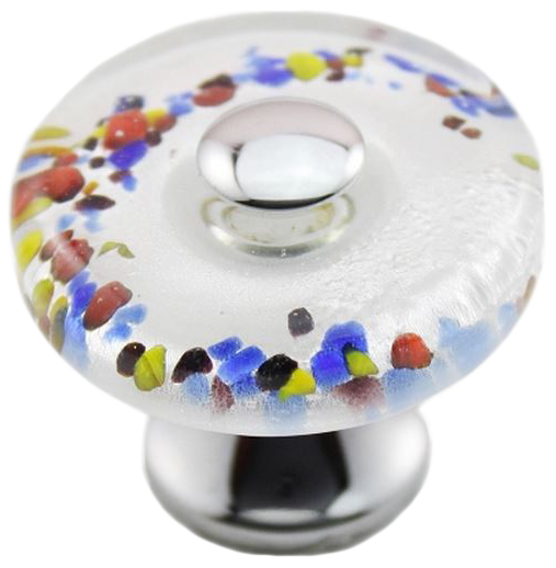 Nouvelle-Lee Multi Coloured Hand Crafted Flat Round Glass 35mm Knob