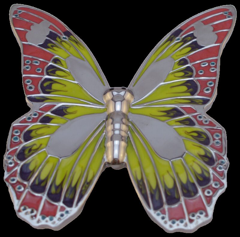 Pink Yellow Chrome Monarch Butterfly 32mm Zinc Alloy Handle