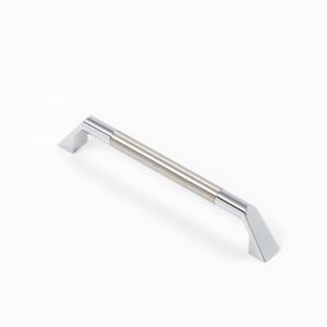 Castella Geometric Facet Stainless Steel and Polished Chrome C Pull 160mm Handle