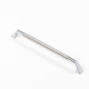 Castella Geometric Facet Stainless Steel and Polished Chrome C Pull 224mm Handle