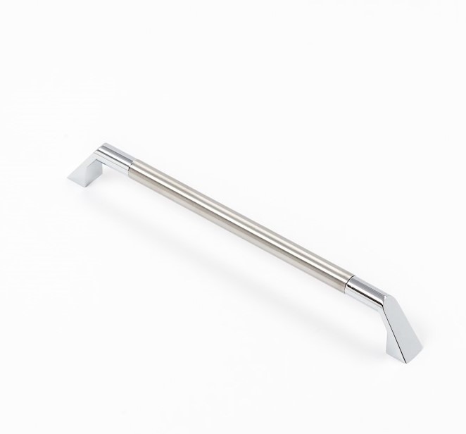 Castella Geometric Facet Stainless Steel and Polished Chrome C Pull 224mm Handle