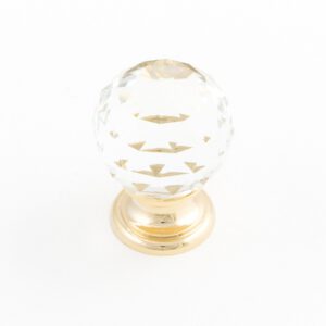 Castella Heritage Sovereign Sphere Transparent Crystal with Bright Gold Base 25mm Round Knob