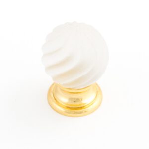 Castella Heritage Sovereign Twirl Frosted Crystal with Bright Gold Base 30mm Round Knob