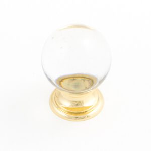 Castella Heritage Sovereign Transparent Crystal Ball with Bright Gold Base 25mm Round Knob