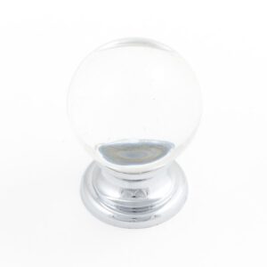 Castella Heritage Sovereign Transparent Crystal Ball with Polished Chrome Base 25mm Round Knob