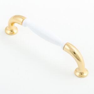 Castella Heritage Sovereign Gold Plated and White Porcelain 96mm C Pull Handle