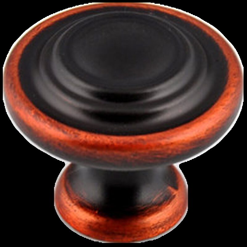 Small Town Collection Antique Black with Red Copper Highlight 33mm Contentric Fluted Round Knob