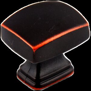 Small Town Collection Antique Black with Red Copper Highlight 30mm Rectangle Knob