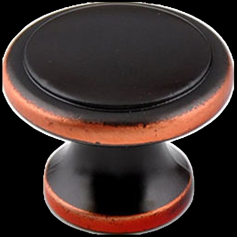 Small Town Collection Antique Black with Red Copper Highlight 32mm Fluted Round Knob