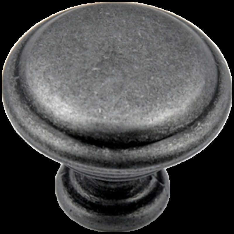 Small Town Collection Pewter 30mm Fluted Round Mushroom Knob with Rippled Base