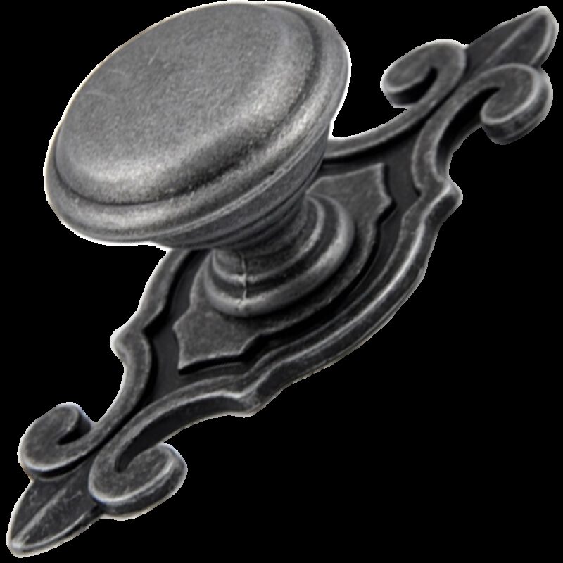 3896 Small Town Collection Pewter 30mm Fluted Round Mushroom Knob With Rippled Base