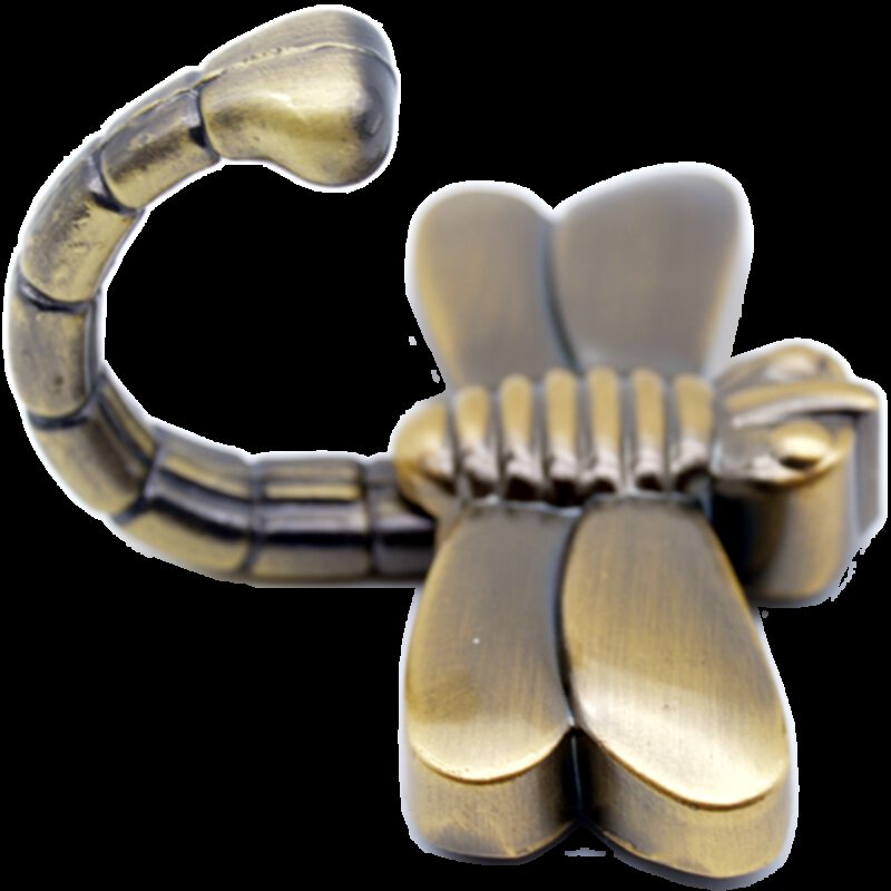 4201 Mazari Dragonfly Antique Brass 60mm Single Prong Coat Hook