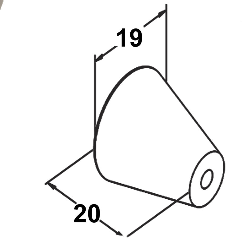 Furnware Dorset Evora Satin Nickel 19mm Cone Knob Dst Dc1219 Sn Diagram