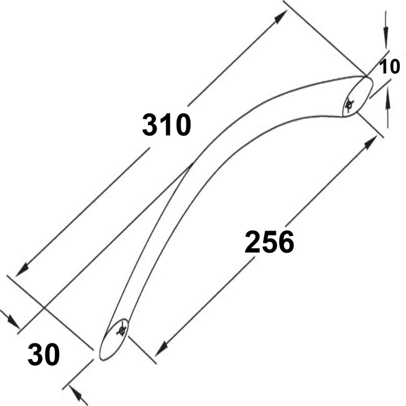 Furnware Dorset Locarno Chrome Plated 256mm Bow C Pull Handle Strt256 Cp Diagram