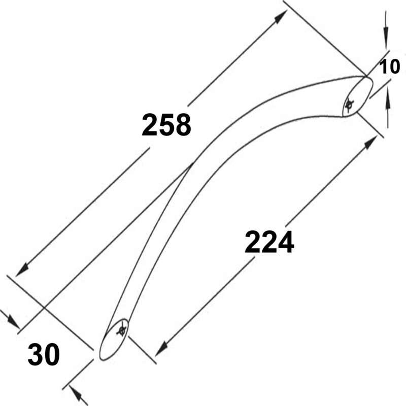Furnware Dorset Locarno Satin Nickel 224mm Bow C Pull Handle Strt224 Sn Diagram