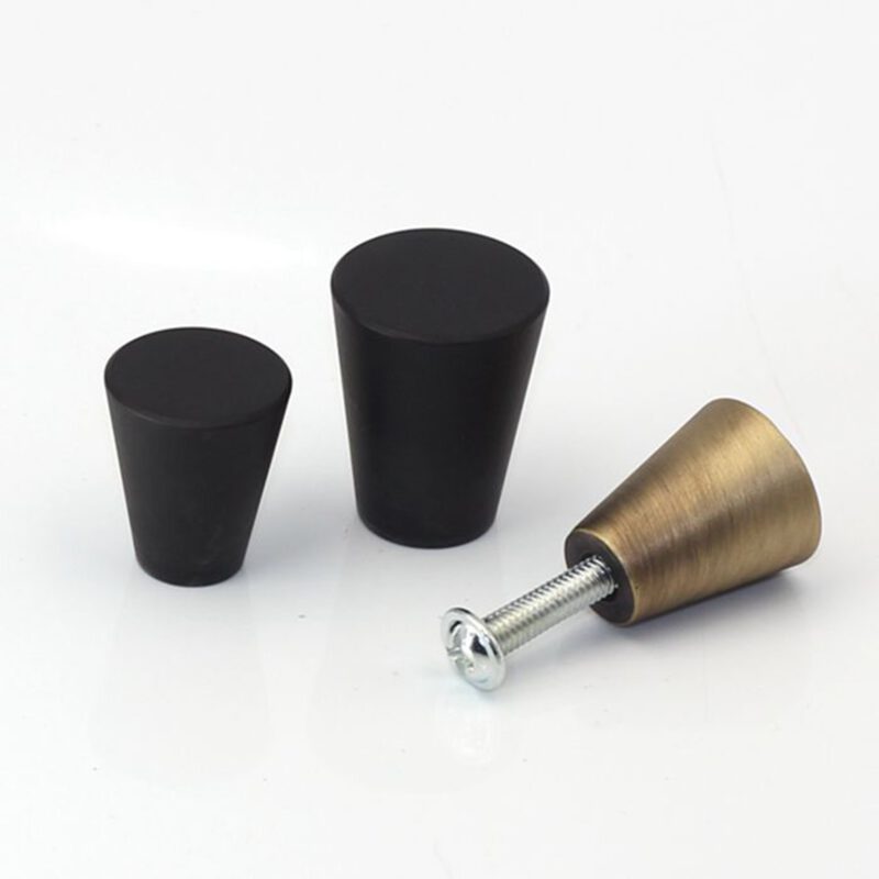 5070 Zen Pure Black 17mm Fine Cone Solid Brass Knob