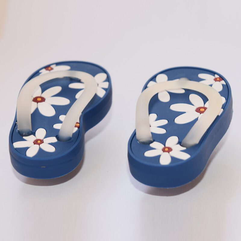 5164 Blue With White Daisy Flower Soft Plastic 68mm Left Foot Thong Knob
