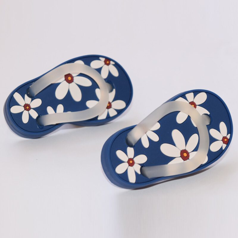 5165 Blue With White Daisy Flower Soft Plastic 68mm Left Foot Thong Knob