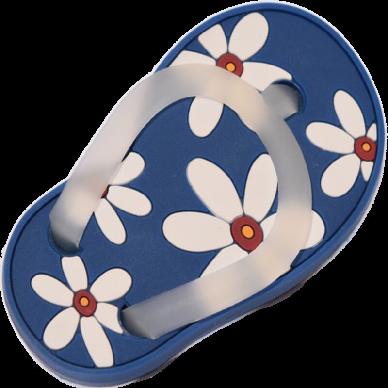 5169 Blue With White Daisy Flower Soft Plastic 68mm Right Foot Thong Knob