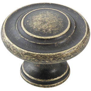Furnware Dorset Florencia Shaker Antique Brass 33mm Concentric Fluted Knob Dst Ctck Ab